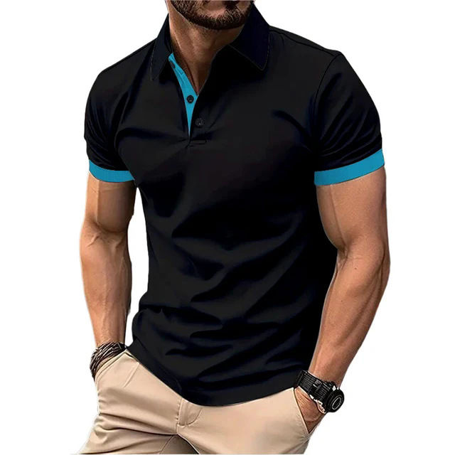 Miniature : Men's Polo Shirt Short Sleeve Casual Slim Fit Color Blocking T-shirts England St