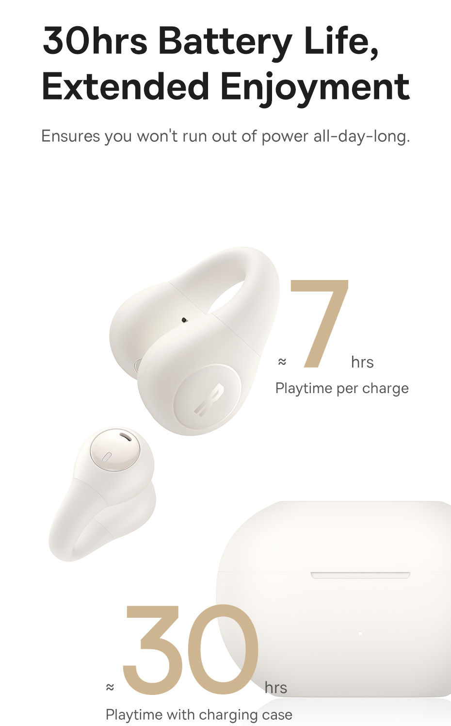 Miniature : Baseus Bass 15 Clip Open Ear Earphones Wireless Bluetooth 5.4 Ear Clip Earphones