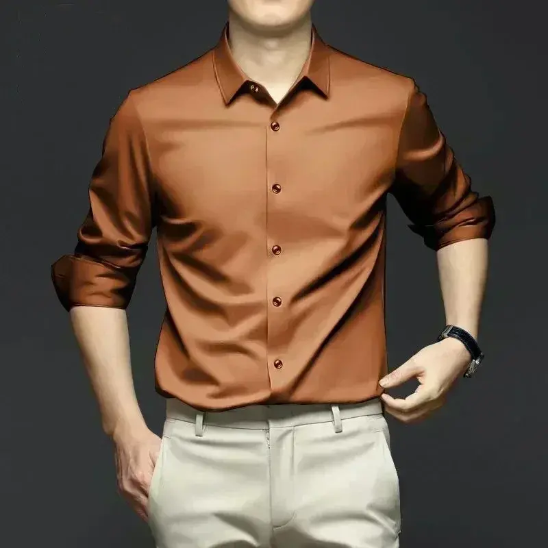 Miniature : Men's White Shirt Long Sleeve Non iron Business Dress Slim Fit Korean Version Pr