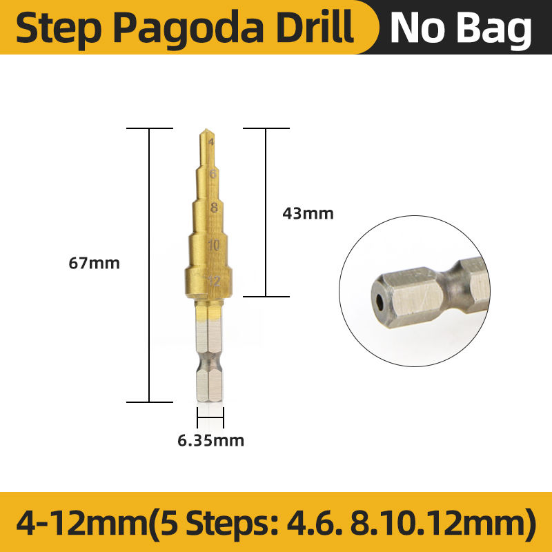 Miniature : TOOLEYE HSS Titanium Step Drill Bit Stage Drills For Metal Wood High Speed Stepp