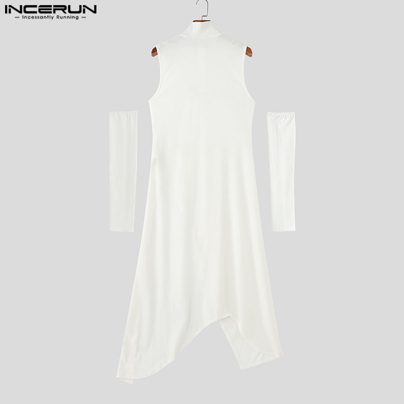 Miniature : INCERUN Men Irregular T Shirt Solid Off Shoulder Long Sleeve Casual Male Tee Top