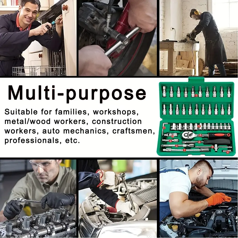 Miniature : 46Pcs Family Tools 1/4 Set Mechanic Tool Kits for Auto Repair Hous with Sockets 