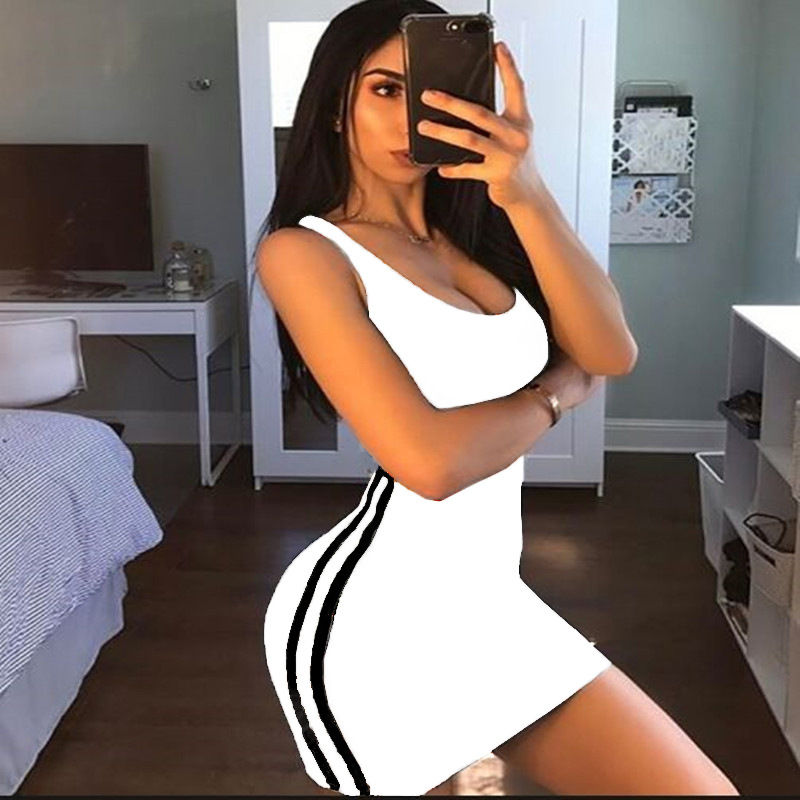 Miniature : Sexy Women Summer Dress Bandage Bodycon Sleeveless Evening Party Club Short Mini