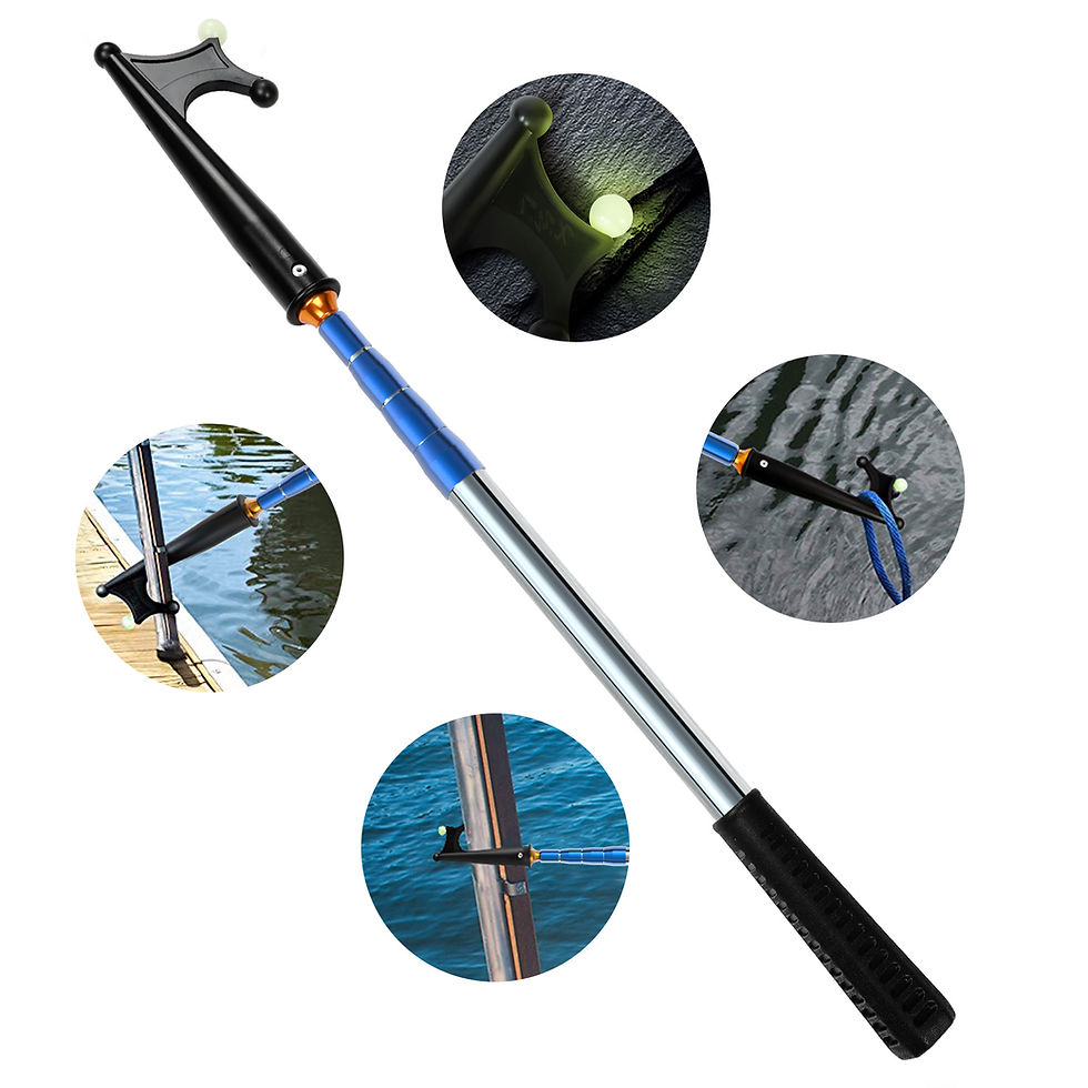 Miniature : SANLIKE Retractable Luminous Boat Hook Stainless Steel Marine Push Rod With Non-