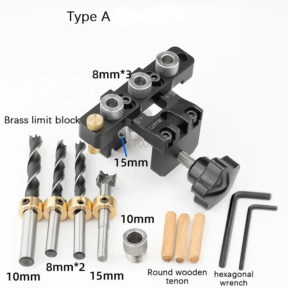 Miniature : Adjustable Doweling Jig Woodworking Pocket 3 in 1 Hole Jig 8MM 10MM Bushes Drill