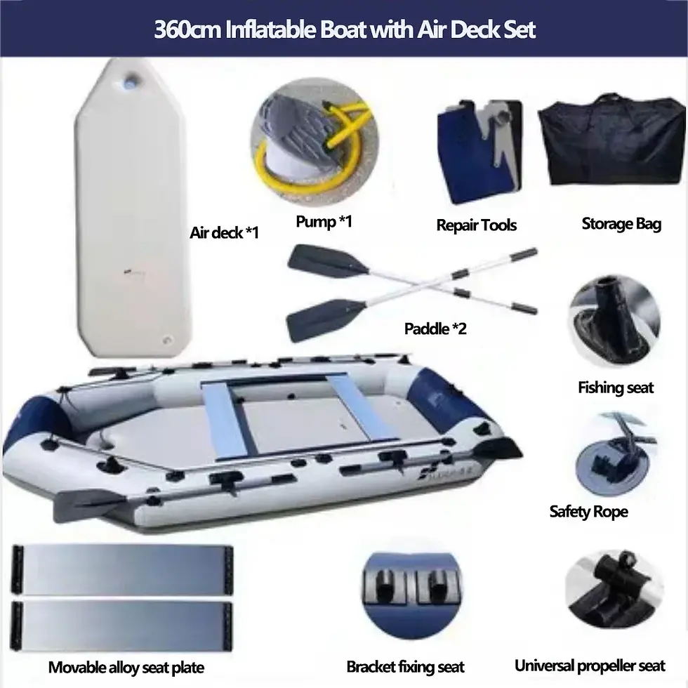 Miniature : 1.2mm PVC Fishing Boat with 360° Universal Paddle Set 3+Air Deck Air Chamber We