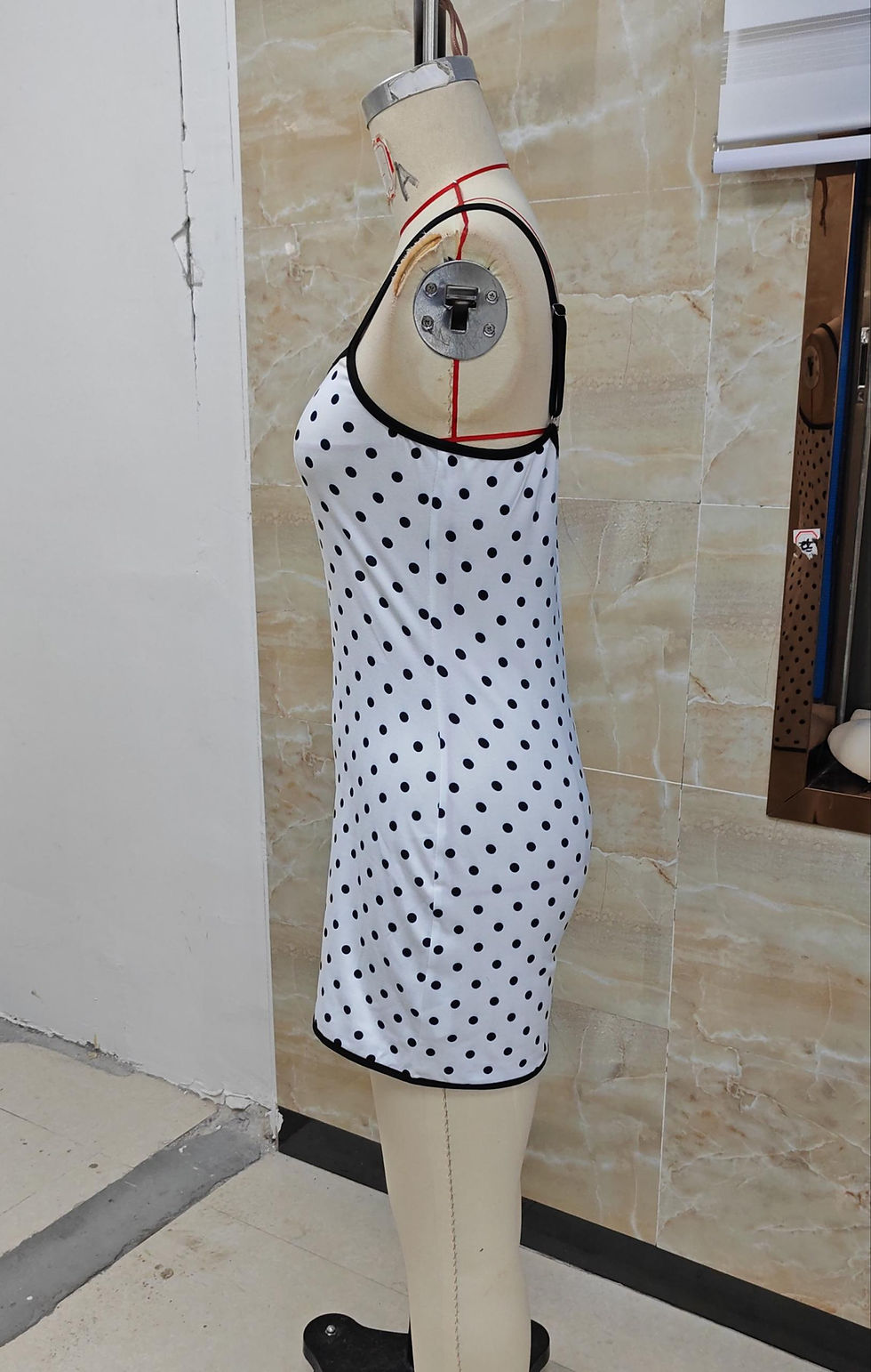 Miniature : Summer Women Elegant Sleeveless Y2k Polka Dot Print Short Slip Dress Backless Co