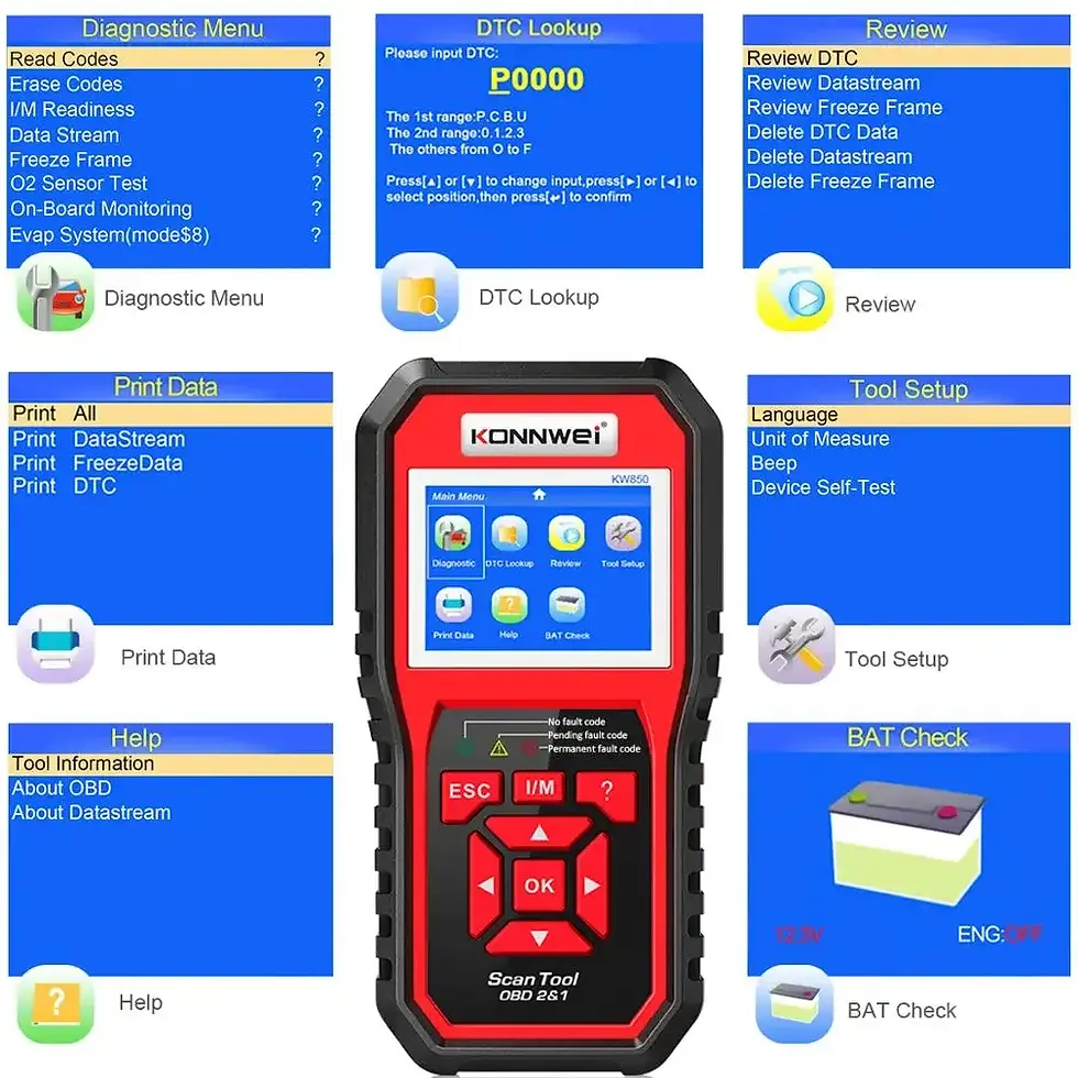 Miniature : OBD2 ODB2 Scanner Auto Diagnostic Scanner KONNWEI KW850 Full Function Car Diagno