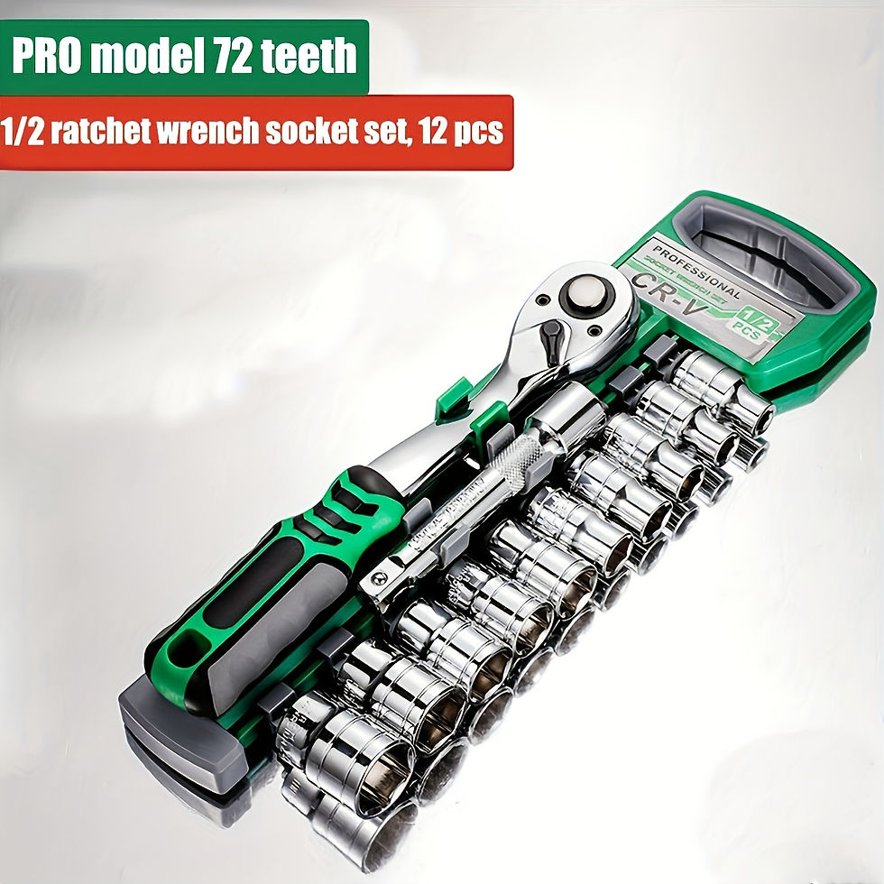 Miniature : 72 Tooth 12 Piece Ratchet Wrench Socket Set 1/4 "-3/8" -1/2 "Metric Set Automoti