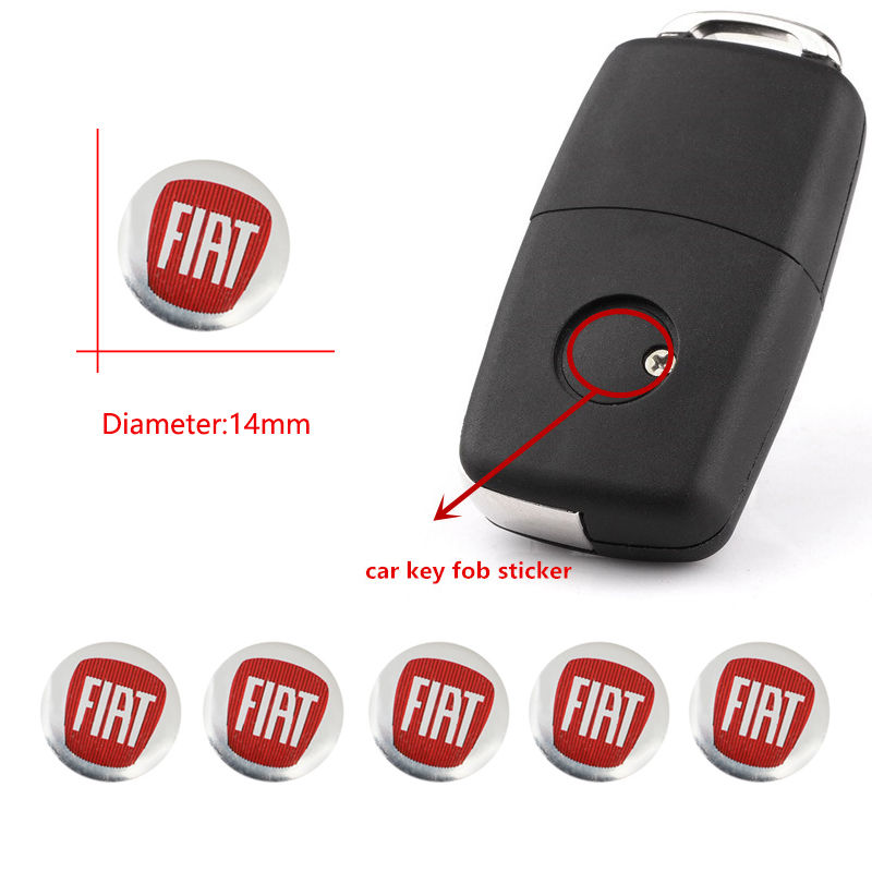 Miniature : 5/10Pcs Car Aluminum Remote Key Emblem Stickers For FIAT Abarth 500 Tipo  Punto 