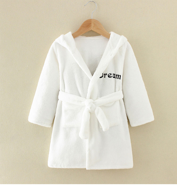 Miniature : Boy and Girls Flannel Pajamas Robe Autumn and Winter Children Sleepwear Soft Hoo