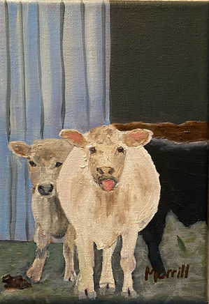 Kathy's cows 2.jpg, Oil on Canvas, 5" x 7"