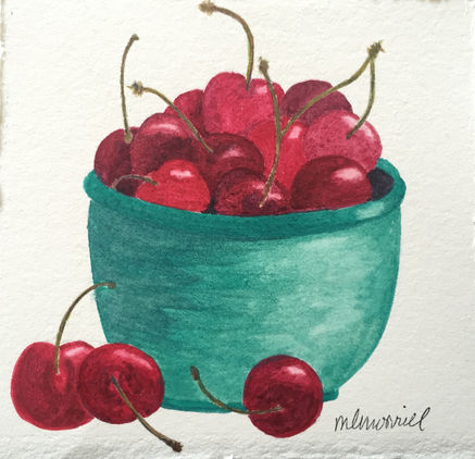 Bowl o Cherries.jpg, 
Watercolor on Paper, 8" x 8"