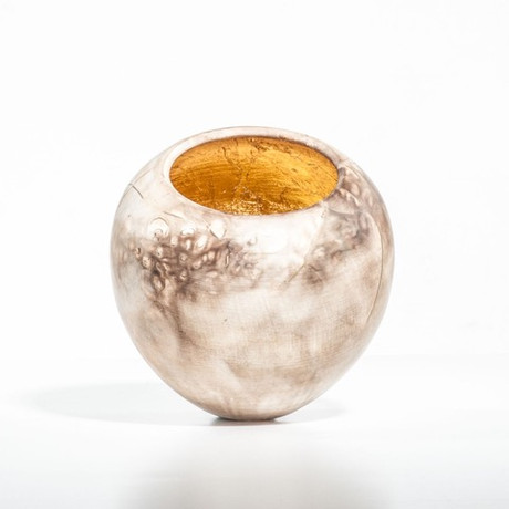 ceramic smoked vase with gold leaf
