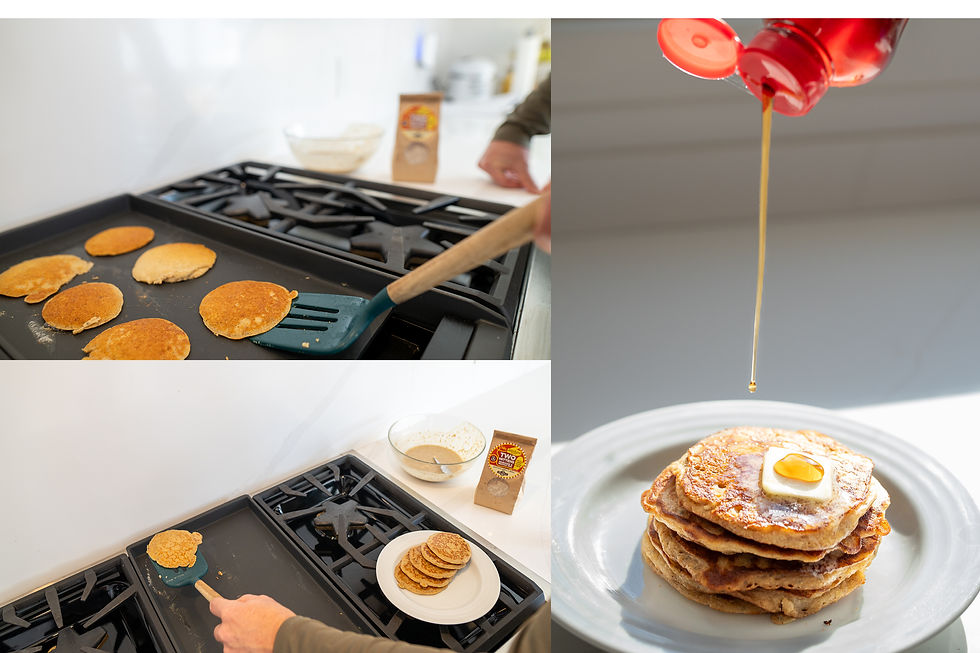 pancakes on a griddle
