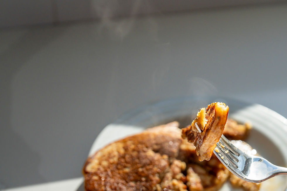 bite of pancake on a fork