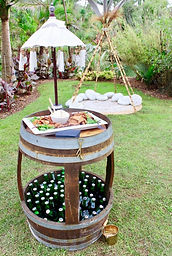Wine barrel bar leaner