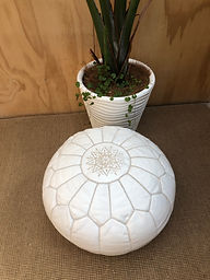 White leather pouf