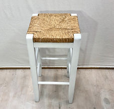 White and Rattan Barstool