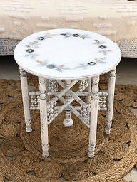 White Shell Inlay Side Table