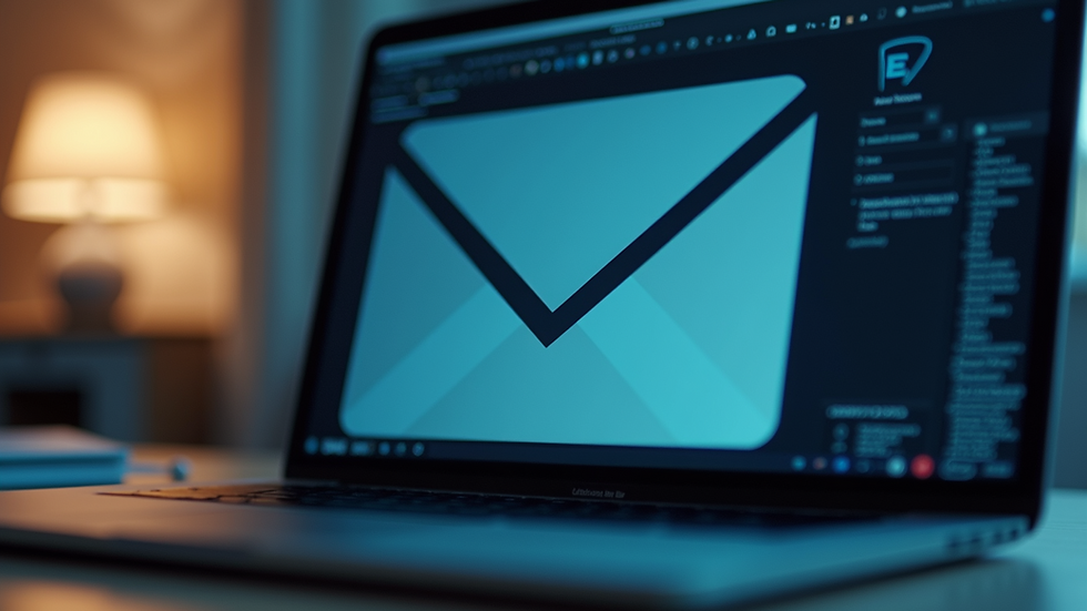 Eye-level view of a laptop screen displaying an encrypted email interface