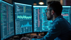 Cybersecurity analyst conducting risk evaluation