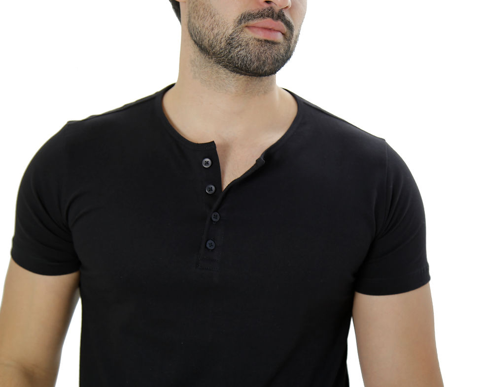 Miniatura: Camiseta Masculina Henley Com 4 Botões Frontais Manga Curta