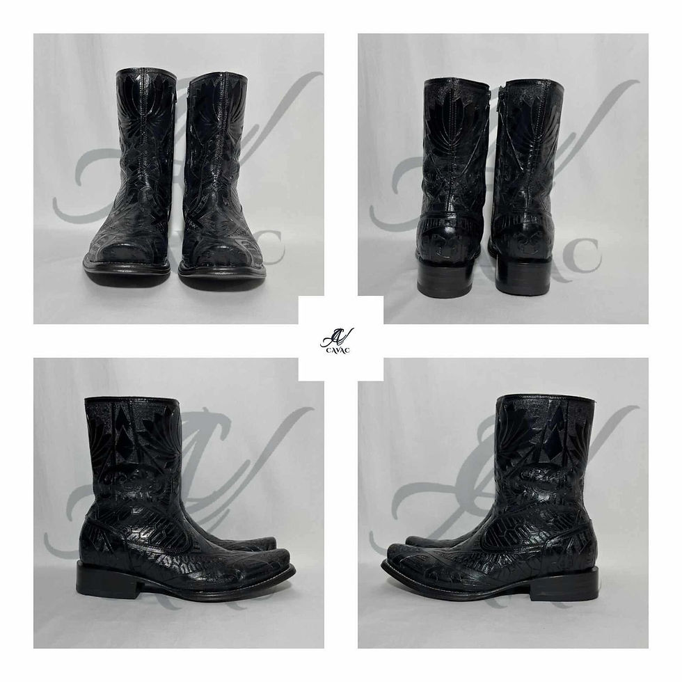 Miniatura: Botín con cincelado en Greca color negro