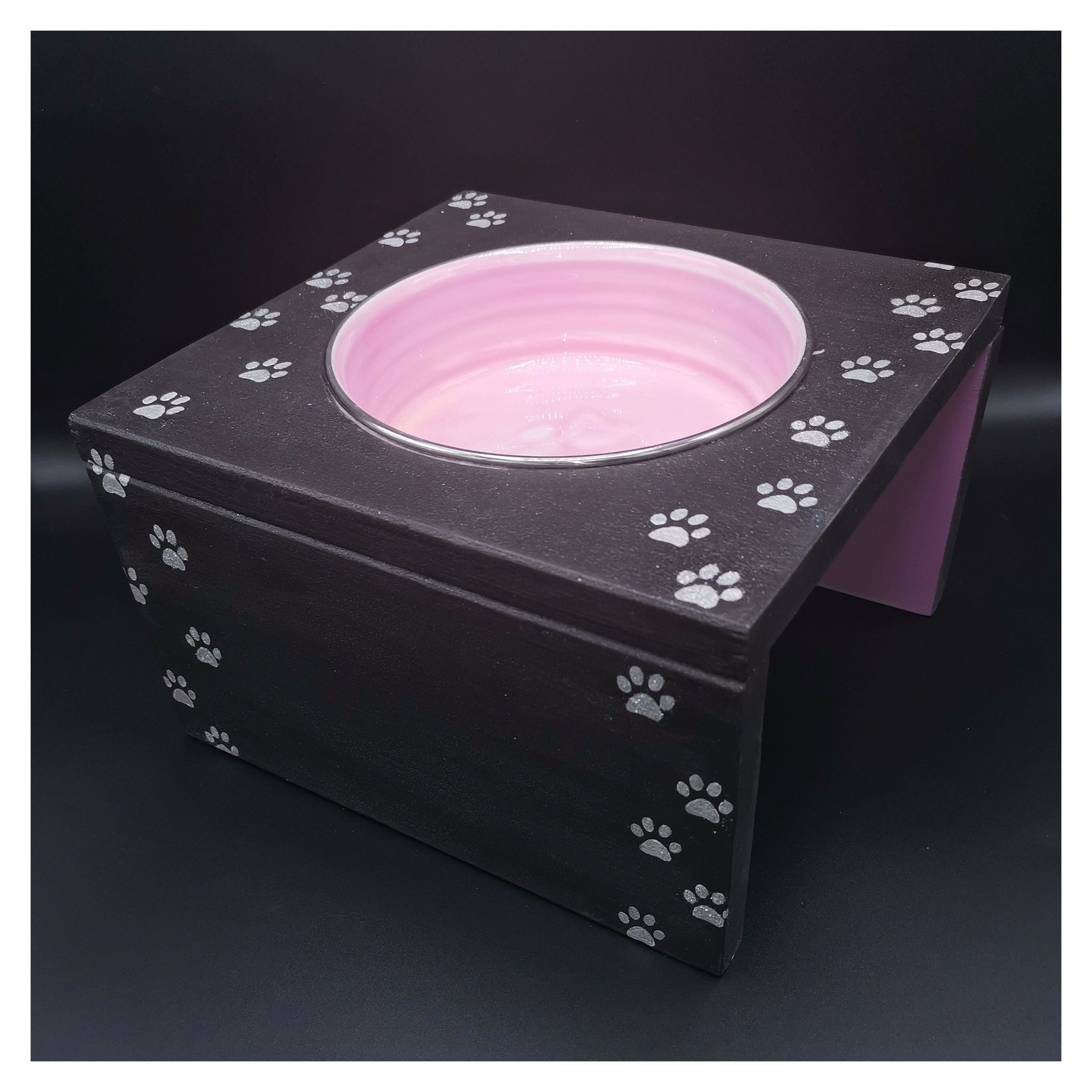 Futterbar Pfötchenwunder, grau/anthrazit mit rosa Pfotenabdrücken, ab