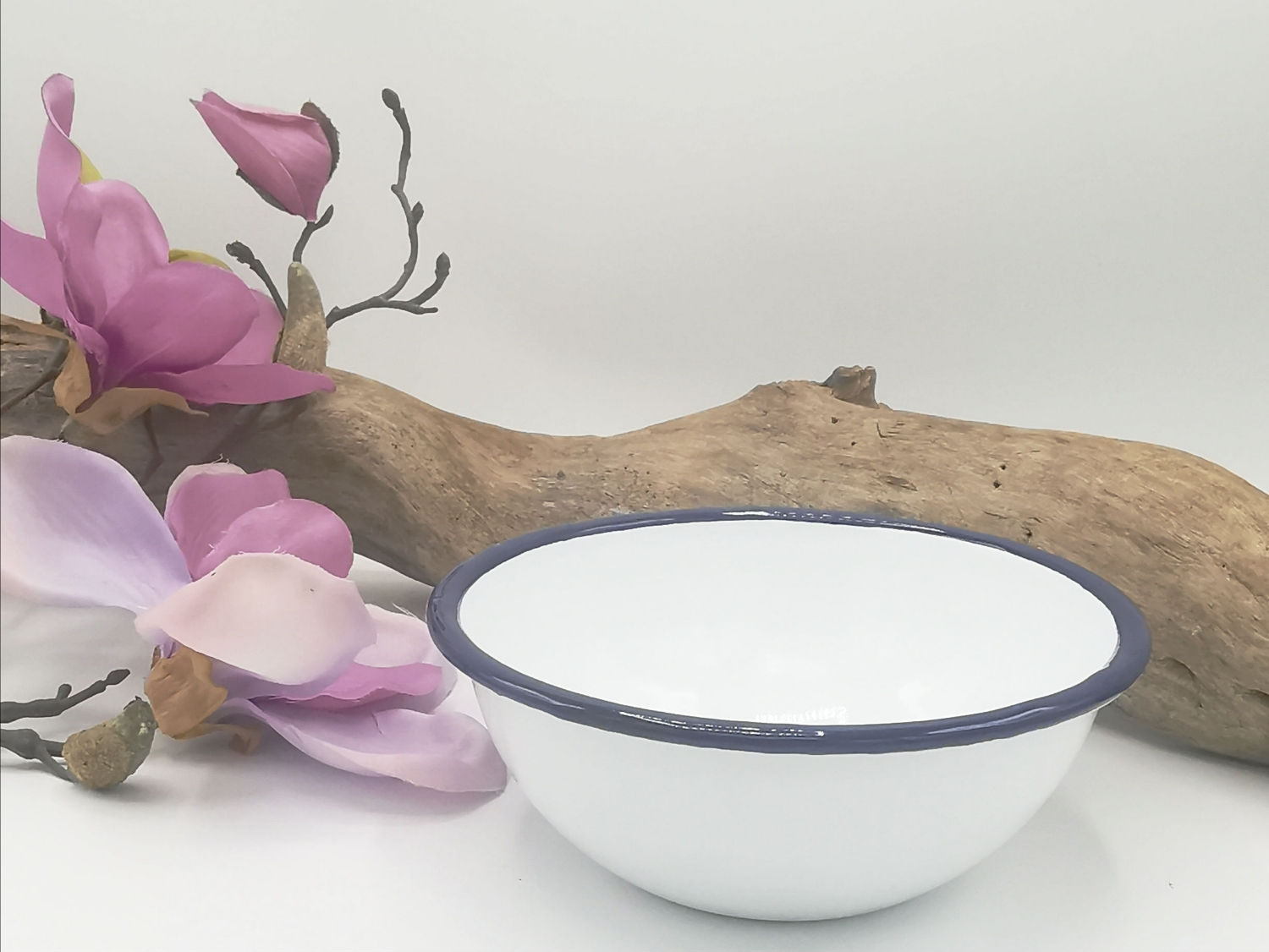 Emaille Napf, blauer Rand