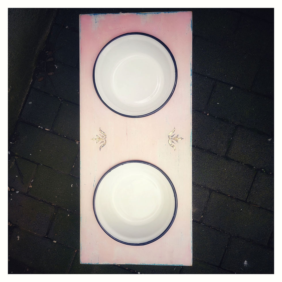 Miniaturbild: Vergoldeter Shabby Chic Jugendstil Hundenapf, rosa gold, ab