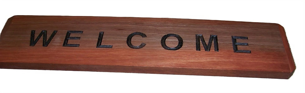 Handcarved Welcome sign