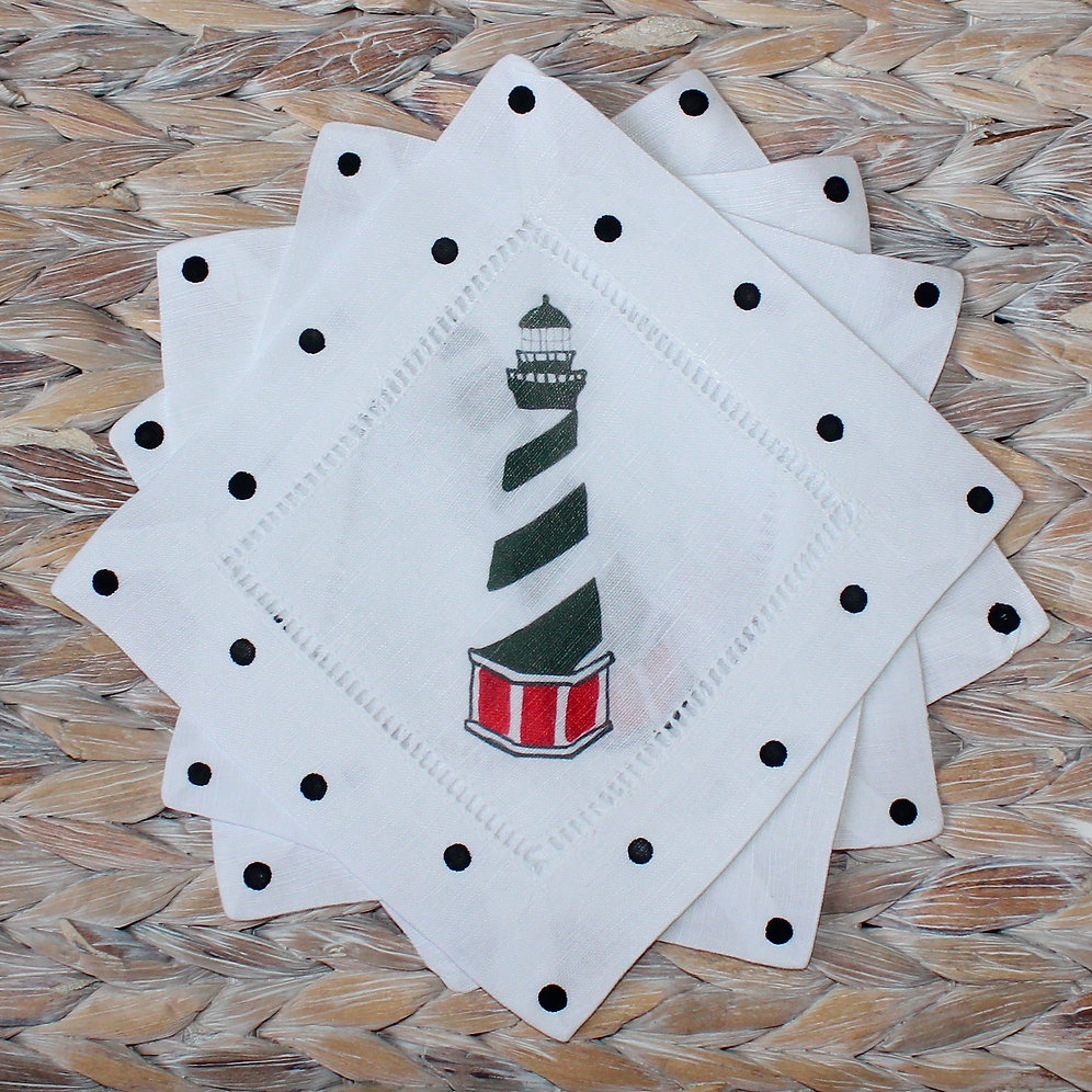 Cape Hatteras Lighthouse Linen Cocktail Napkins lemondaisydesign