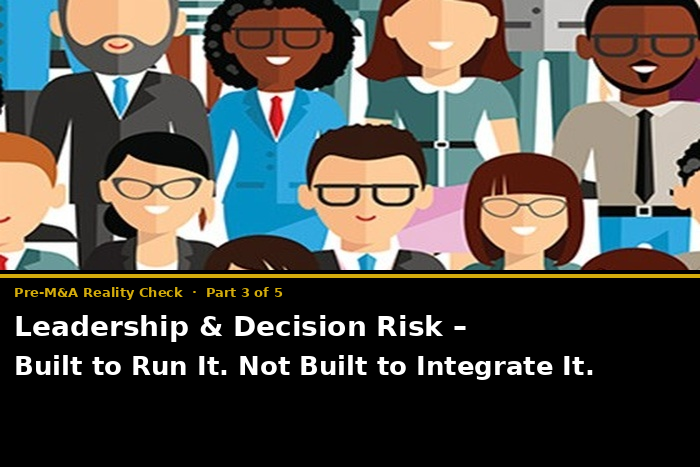 Pre- M&A Part 3: Leadership Built To Run It. Not Built to Integrate It!