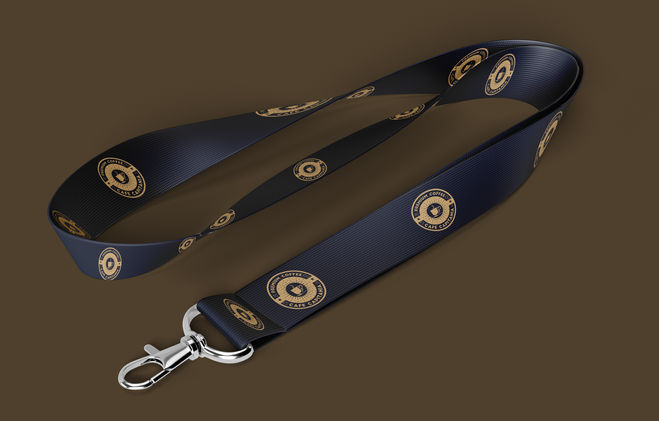 a lanyard with the word coffee on it