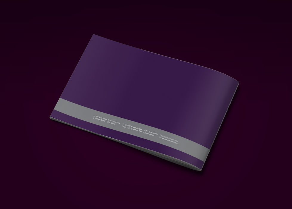 the back of a purple book with a phone number and email address