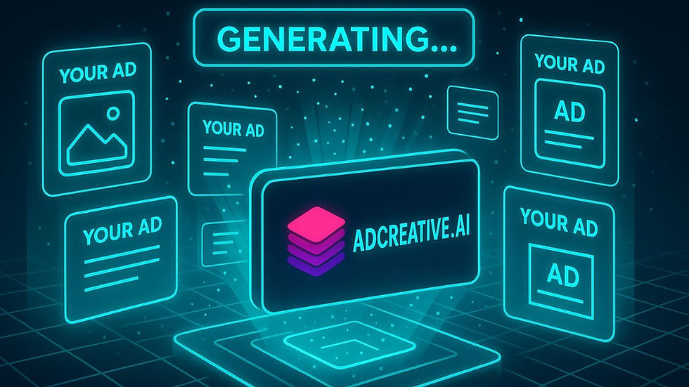 AI tool generating ad creative variations with visual and text combinations