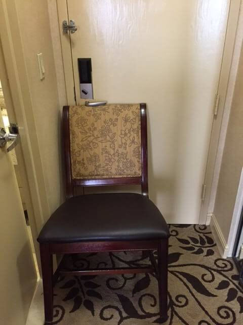 Chair used to barricade door