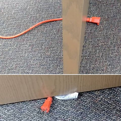 Electric cord used to barricade door