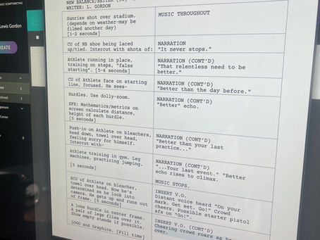 What's in a script? Examining the A/V script for a commercial shoot.