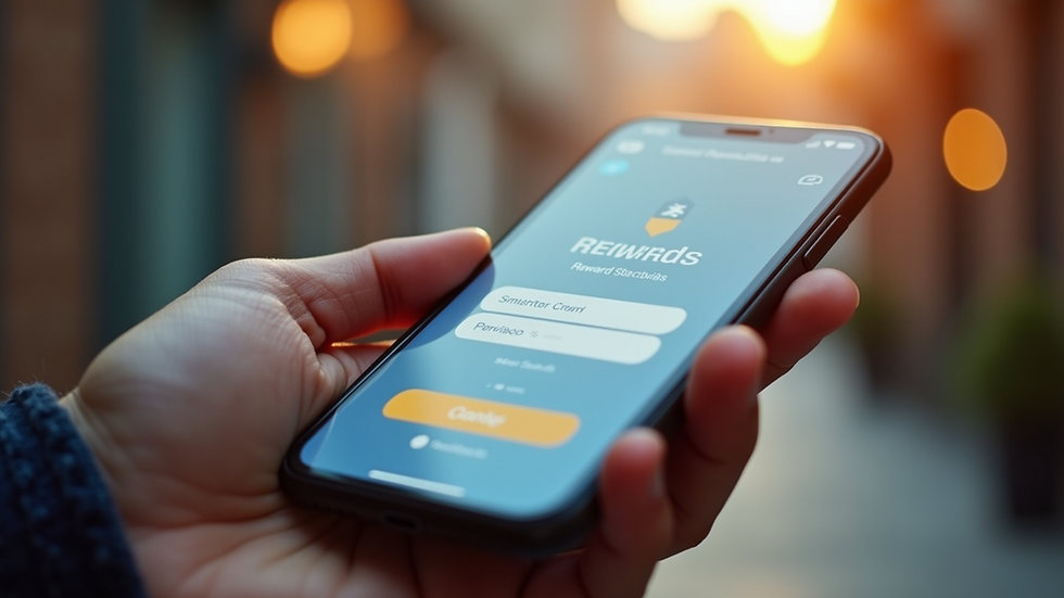 Eye-level view of a smartphone displaying a rewards app interface