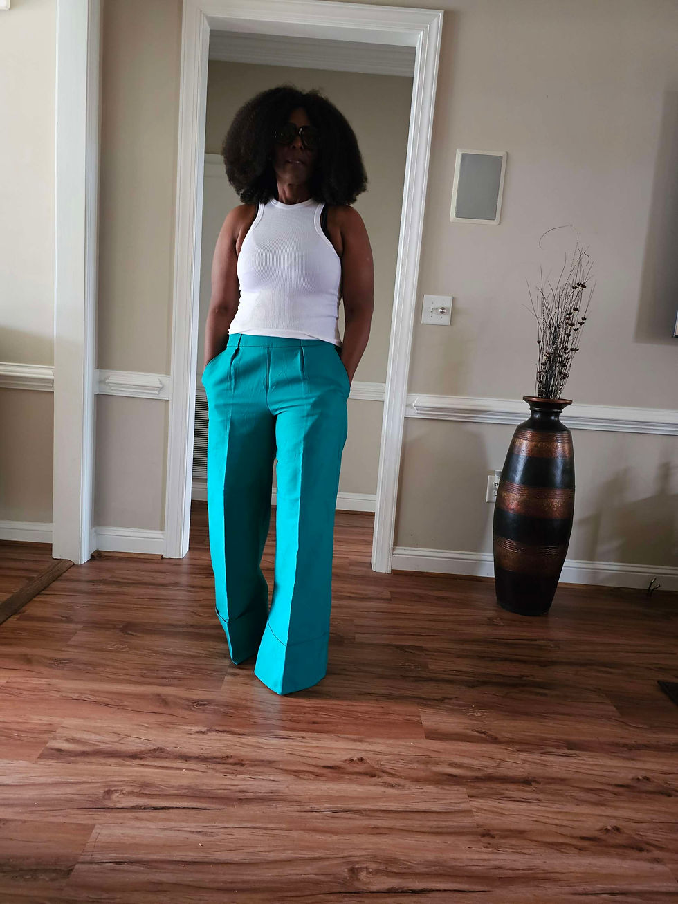 Thumbnail: Exaggerated Linen Flared Palazzo pants