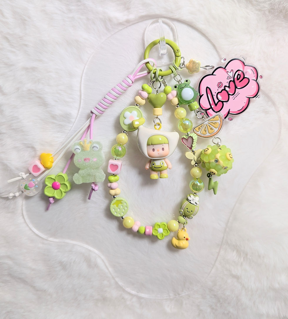 Thumbnail: Frog Charm in Pink and Green 