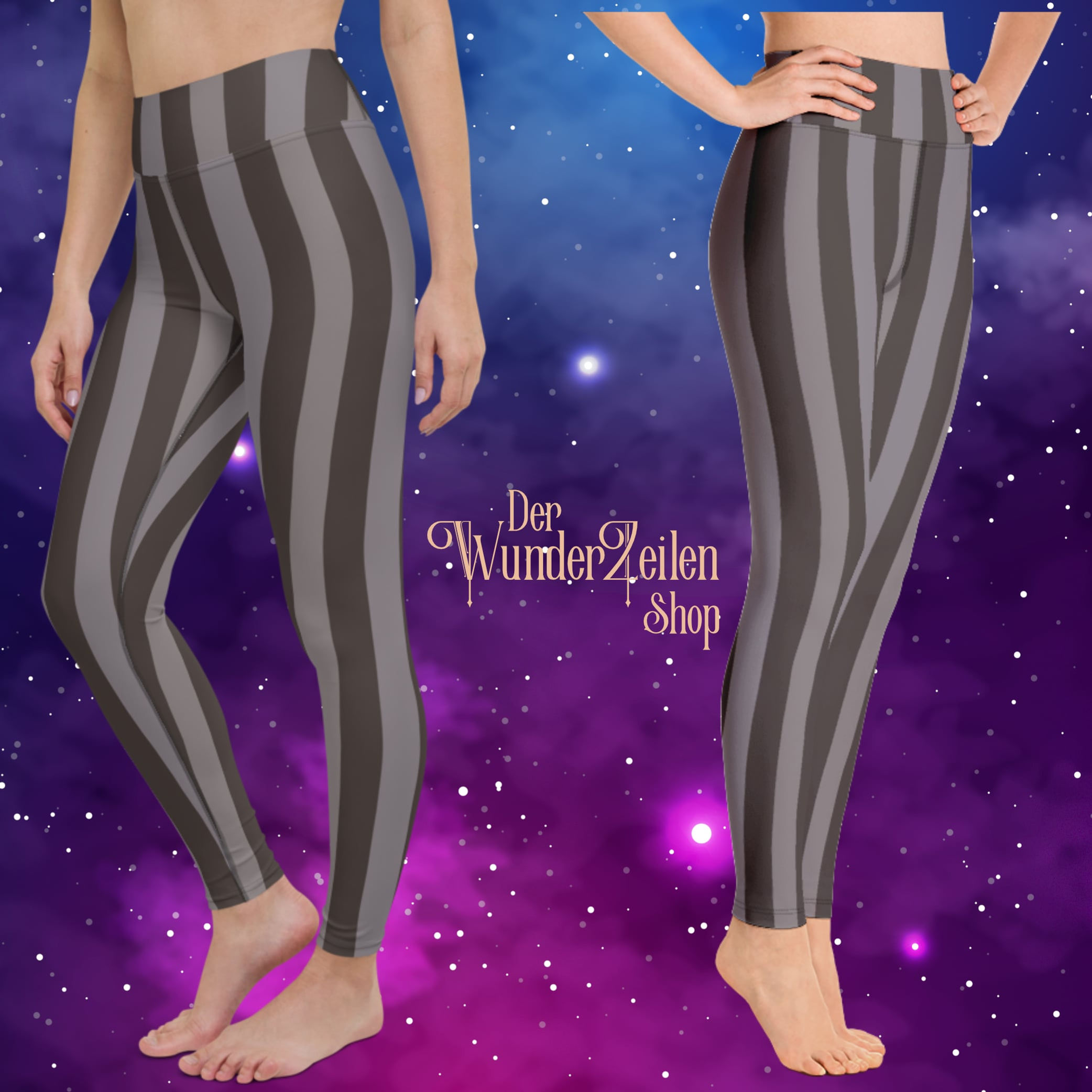 Blau vs. Violett - gestreifte Yoga-Leggings