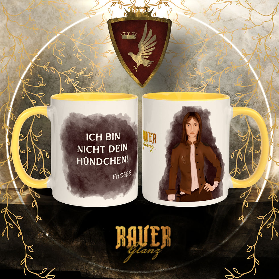 Miniaturbild: Phoebe | Rauer Glanz Keramik-Tasse illustriert, farbig