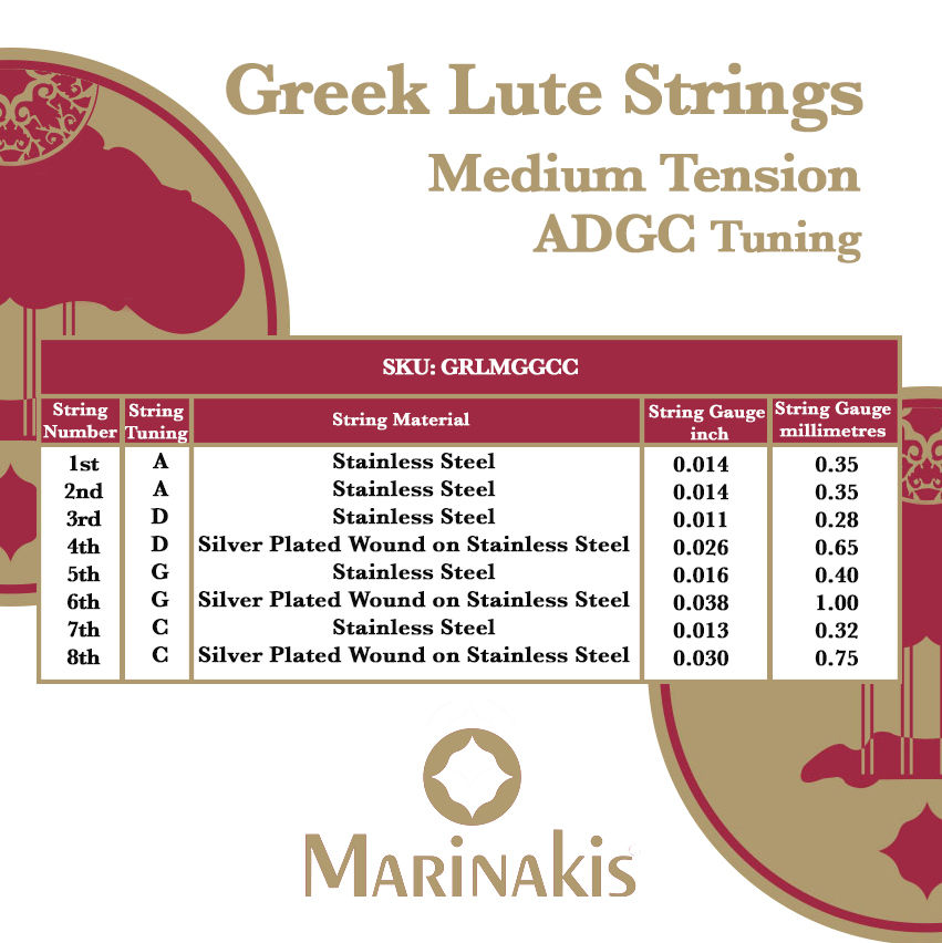 Thumbnail: Greek Lute Medium Tension Strings Set