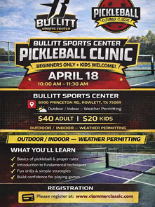 Pickleball Clinic at Bullitt-April 18th 