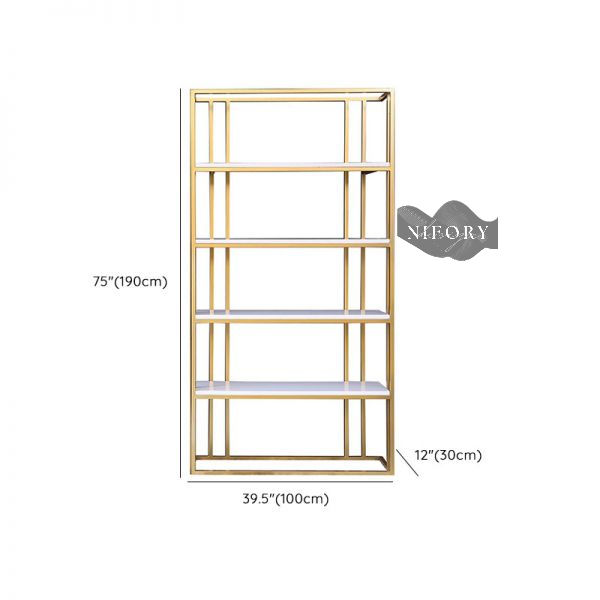 Küçük resim: 520-0102 Gold Metal 5 Raflı Kitaplık Raf