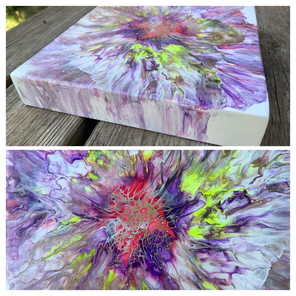 Thumbnail: Purple with Splash of Florescent Yellow (20cm x 20cm x 3.5cm)