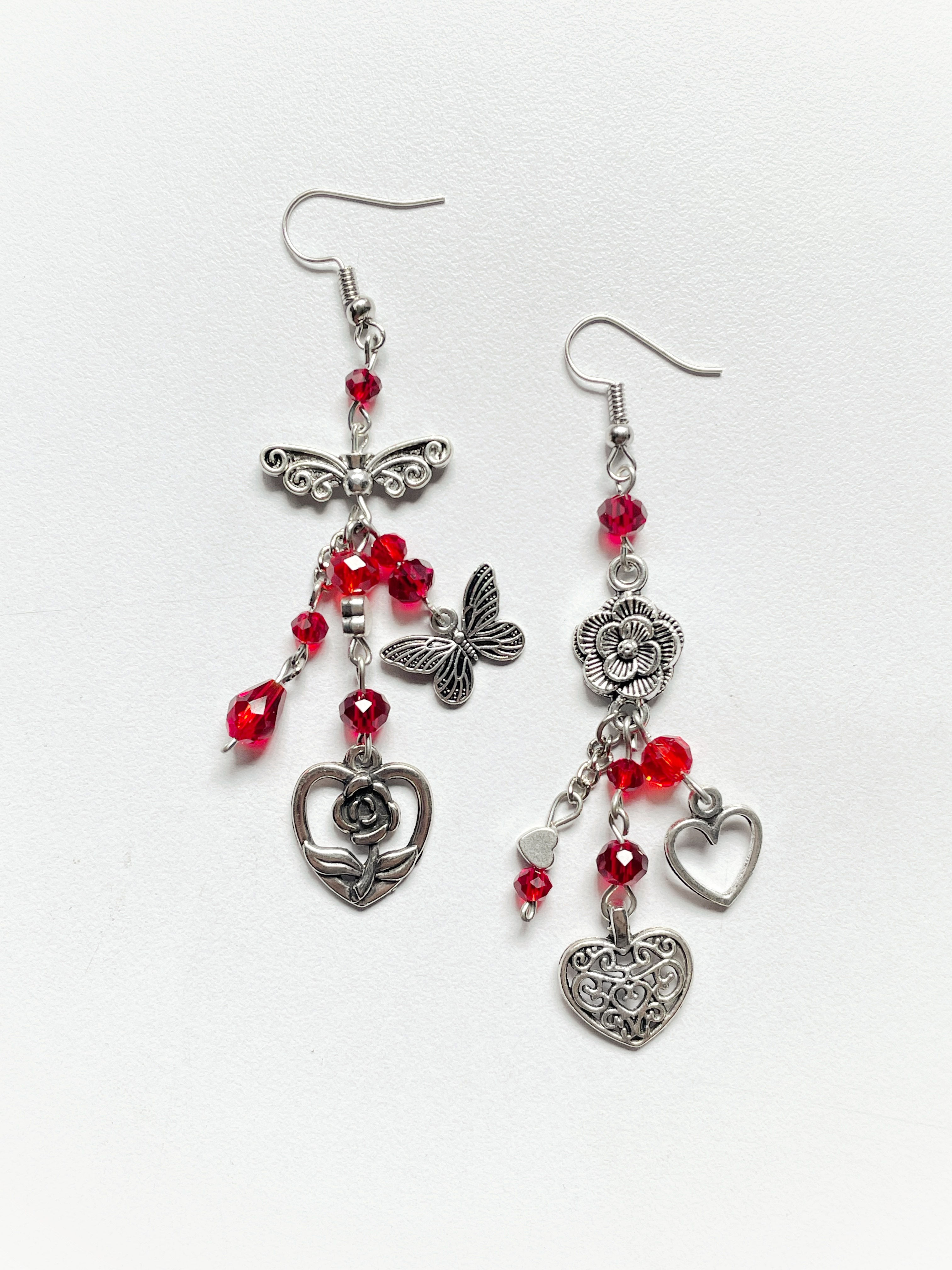 Rose Heart Earrings